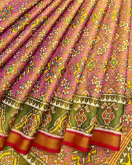 Red & Pink Navratan Tissue Patola Saree