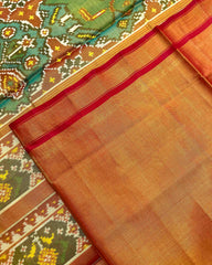 Red & Sea Green Big Figure Navratan Tissue Patola Saree