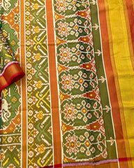 Red & Green Big Figure Elephant Chhabdi Tissue Patola Saree