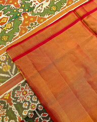 Red & Green Big Figure Elephant Chhabdi Tissue Patola Saree