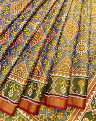 Red & Blue Navratan Mix Tissue Patola Saree