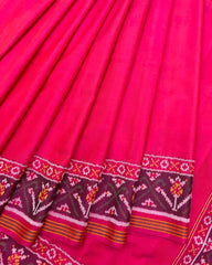 Pink Plain Patola Saree