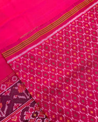 Pink Plain Patola Saree