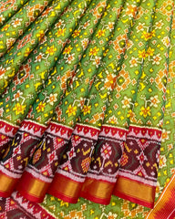 Red & Parrot Green Navratan Patola Saree