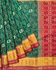 Red & Green Narikunj Navratan Mix Patola Saree