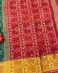 Red & Green Narikunj Navratan Mix Patola Saree