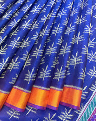 Purple & Blue Flower Fancy Patola Saree