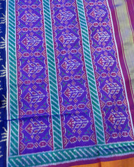 Purple & Blue Flower Fancy Patola Saree