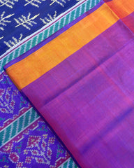 Purple & Blue Flower Fancy Patola Saree