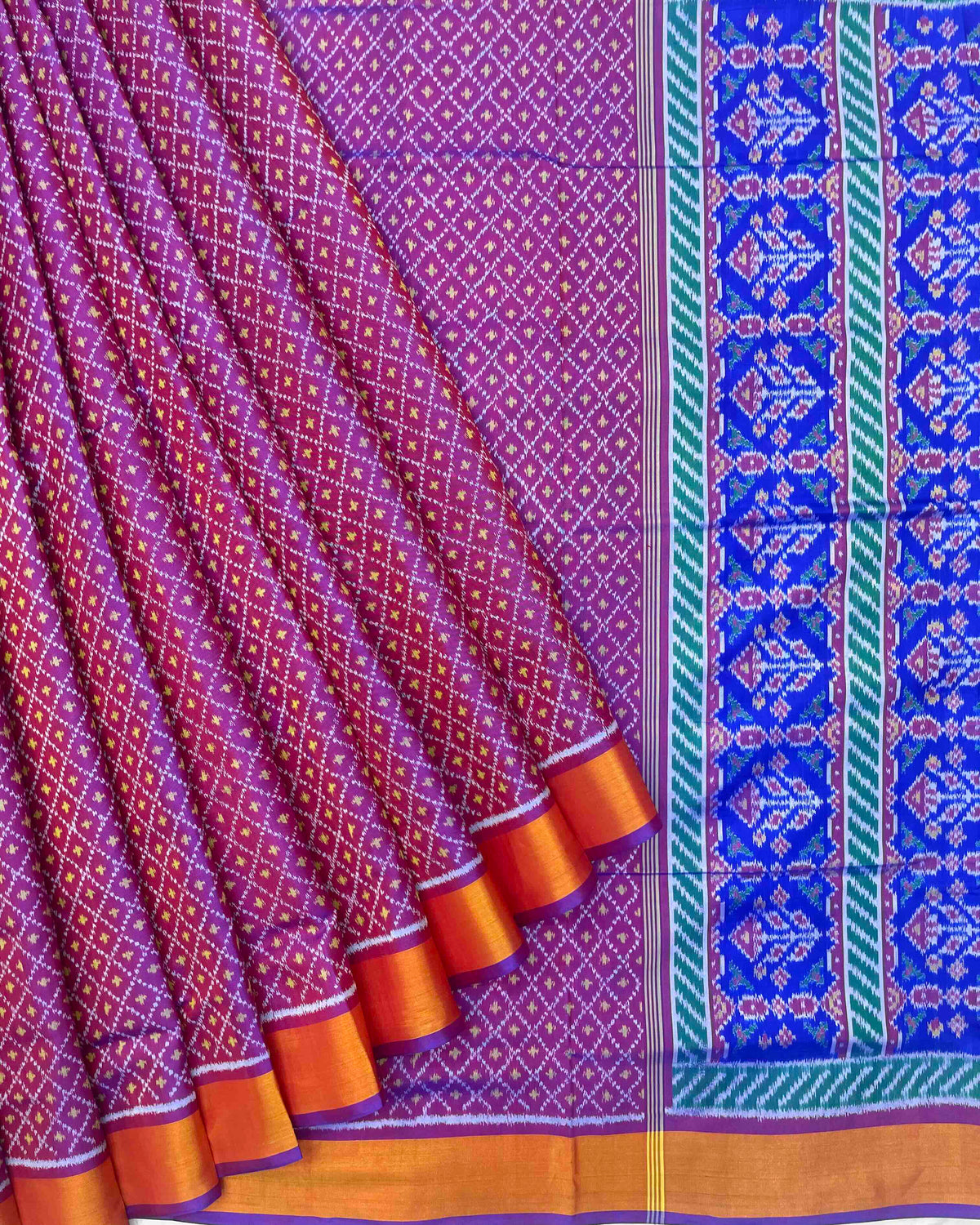 Blue & Purple Doted Patola Saree