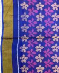 Blue & Purle Fancy Flower With Swan Pallu Patola Saree