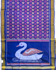 Blue & Purle Fancy Flower With Swan Pallu Patola Saree