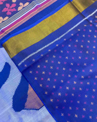 Blue & Purle Fancy Flower With Swan Pallu Patola Saree