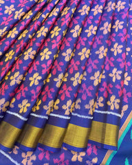 Blue & Purle Fancy Flower with Parrot Pallu Patola Saree