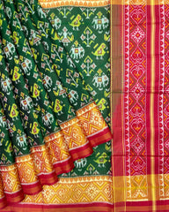 Red & Green Narikunj Patola Saree