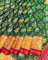 Red & Green Narikunj Patola Saree