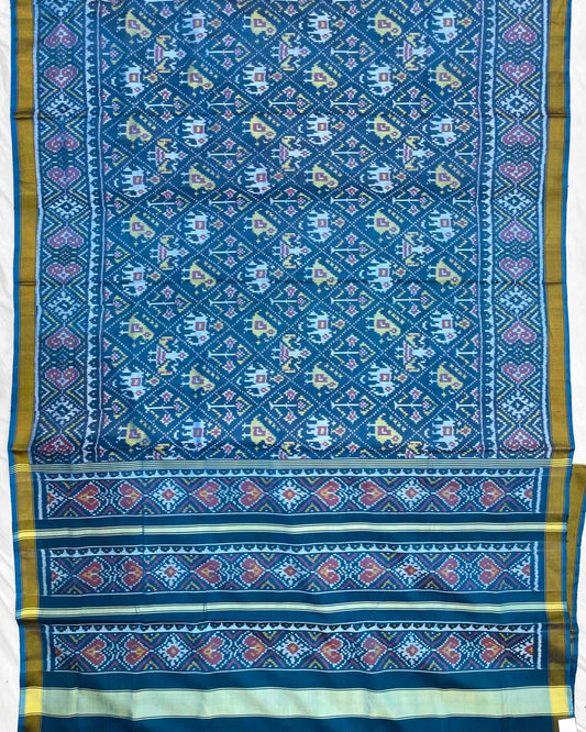 Turquoise Blue Narikunj Patola Saree