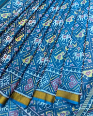 Turquoise Blue Narikunj Patola Saree