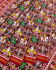 Red & Maroon Narikunj Patola Saree