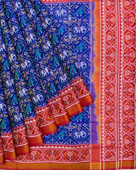 Red & Blue Narikunj Patola Saree