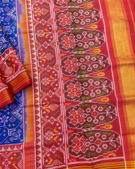 Red & Blue Navratan Panchanda Patola Saree