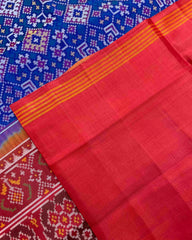 Red & Blue Navratan Panchanda Patola Saree