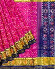 Blue & Pink Navratan Patola Saree