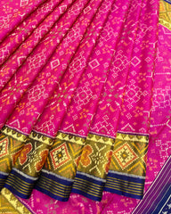 Blue & Pink Navratan Patola Saree