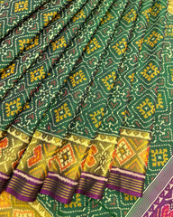 Purple & Green Panchanda Patola Saree