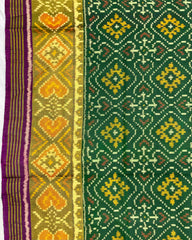 Purple & Green Panchanda Patola Saree