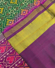 Purple & Green Panchanda Patola Saree