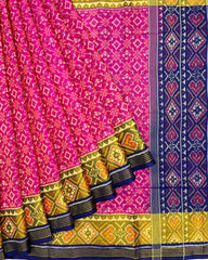 Blue & Pink Buttonful Patola Saree