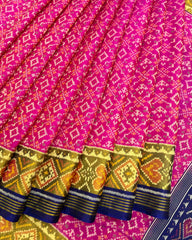 Blue & Pink Buttonful Patola Saree