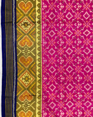 Blue & Pink Buttonful Patola Saree