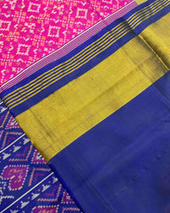 Blue & Pink Buttonful Patola Saree