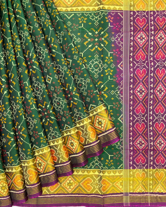 Purple & Green Navratan Patola Saree