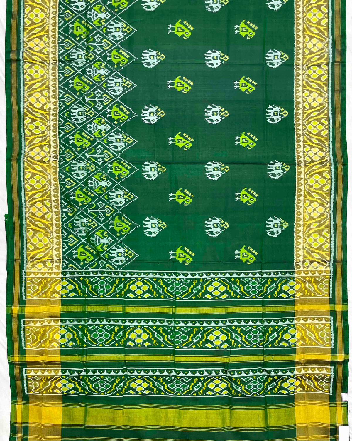 Green Narikunj with Scut Border Patola Saree