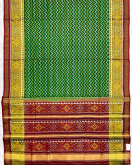 Maroon & Green Small Zig Zag Patola Saree