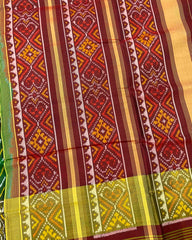 Maroon & Green Small Zig Zag Patola Saree