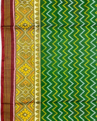 Maroon & Green Small Zig Zag Patola Saree