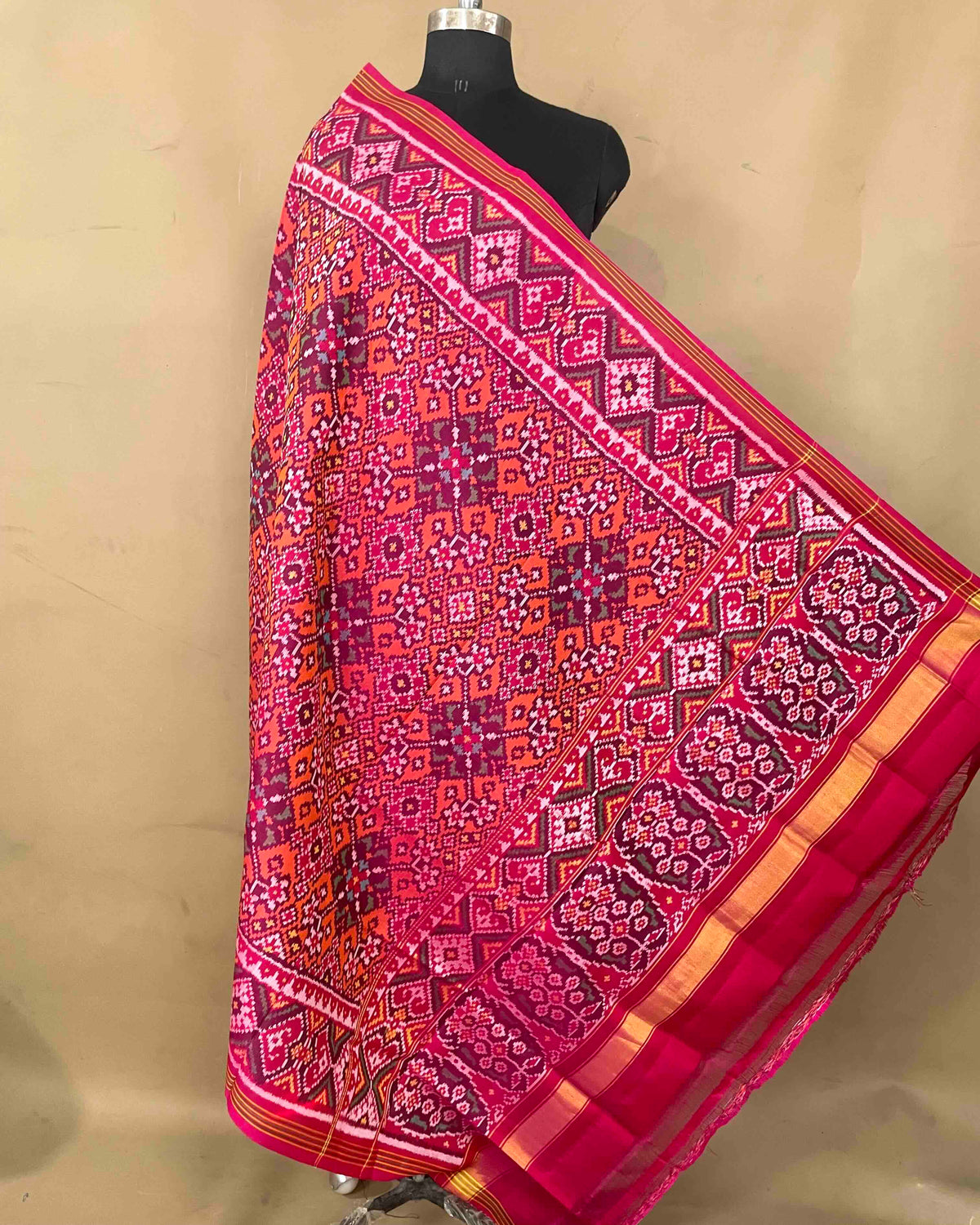 Pink & Orange Navratan Patola Dupatta