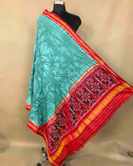 Red & Turquoise with Flower Pallu Bandhani Patola Dupatta