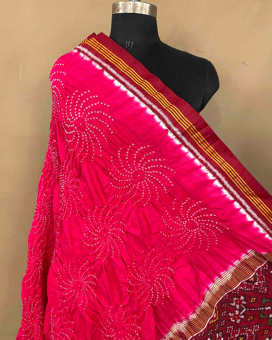 Red & Strawberry Pink with Navratan Bandhani Patola Dupatta