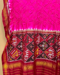 Red & Pink with Narikunj Pallu Bandhani Patola Dupatta