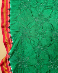 Red & Green with Narikunj Pallu Bandhani Patola Dupatta