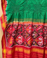 Red & Green with Narikunj Pallu Bandhani Patola Dupatta