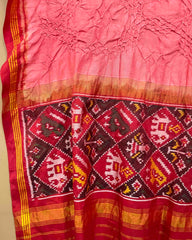 Red & Peach with Narikunj Pallu Bandhani Patola Dupatta