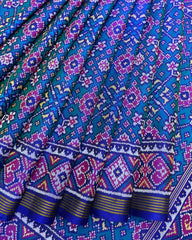 Blue & Turquoise Navratan Designer Patola Saree