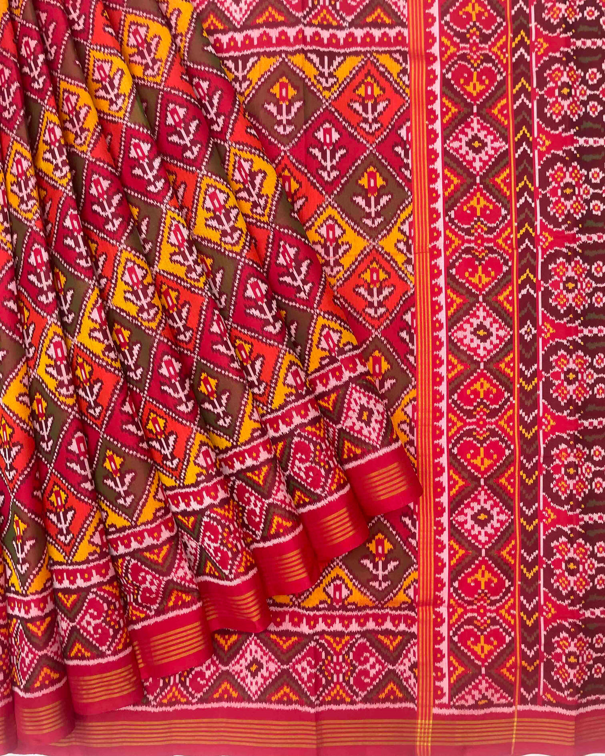 Red & Multicolour Flower Patola Saree