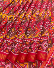 Red & Multicolour Flower Patola Saree